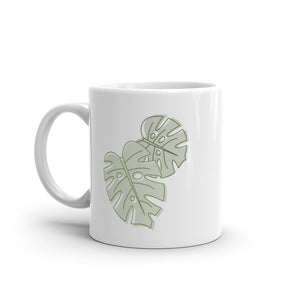Monstera Leaves White glossy mug