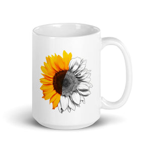 Sunflower White glossy mug