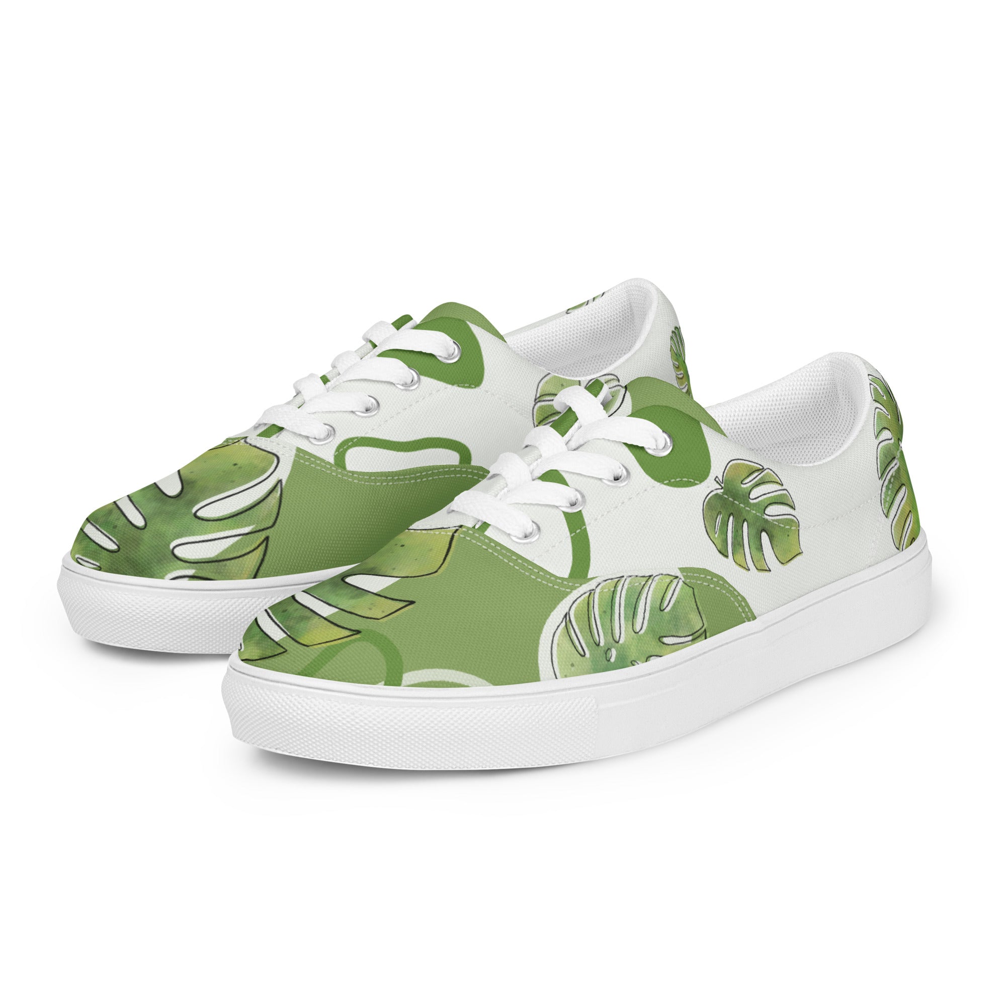 monstera leaf shoes Monstera Women's lace-up canvas shoes – Looz Designs
