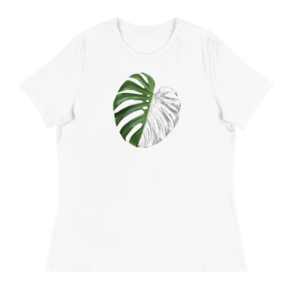 Sketch Monstera Leaf Women's Relaxed T-Shirt